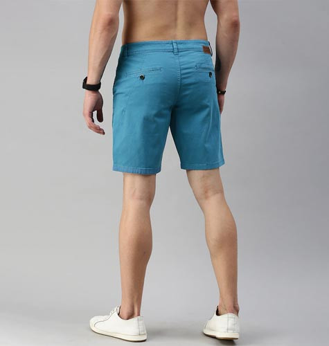 Men Blue Solid Regular Fit Regular Shorts | mytrendztoday